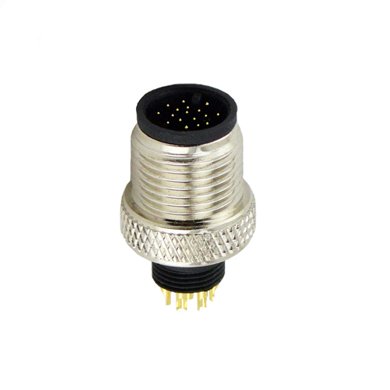 M12 17pins A code male moldable connector,unshielded,brass with nickel plated screw
